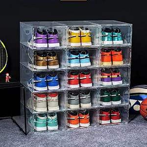 Custom Clear Sneaker Storage Organizer Magnet Transparent Store Display Case Plastic Stackable Acrylic Shoe Box
