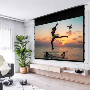 video projector screen rear perforated touch black portable projection motorized 4k Black diamond Projector Screen