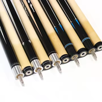 Vente directe usine, prix de gros économique, queues de billard en bois blanc 1/2-pièce, longueur 57 pouces, pointe en cuir de vache 13 mm, pour billard domestique