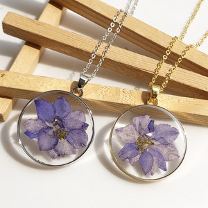 Collier avec pendentif en chaîne pour femmes, bijou personnalisé, couleur rose violet, larkspure, <span class=keywords><strong>naissance</strong></span>, <span class=keywords><strong>juillet</strong></span> - Product Image 4