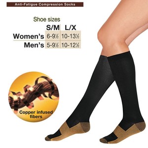 QG Compression Socks For Women <b>Knee</b> <b>High</b> Copper Ion Support Sports Socks Tall Length Color Blocking Design - Product Image 2