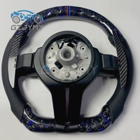 Volant en carbone forgé avec LED pour BMW G20 G30 Série G, cuir perforé, logo tricolore, surpiqûres noires, sport