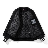 Blouson de pilote en cuir épissé pour homme avec emblèmes décoratifs, style classique et tendance, type Letterman ou Varsity