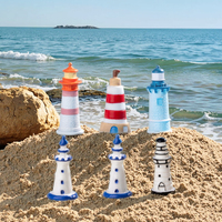 Figurines de scène de phare en résine, thème de la plage et du sable, style méditerranéen, artisanat de poupée, souvenir, cadeau, décoration nautique, sculpture 3D