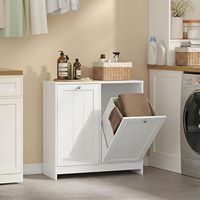 Armário de Lavanderia com Cestos Duplos Basculantes, 2 Cestos Removíveis, Capacidade de 22,3L, Design Moderno em Madeira para Uso em Banheiros/Apartamentos Pequenos