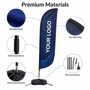 Bandera Publicitaria con Logotipo Personalizado, Bandera de Plumas en Forma de Lágrima para Eventos Promocionales con Mástil y Base, Varios Tamaños - Product Image 4