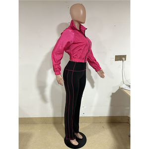 Completo Due Pezzi Personalizzato da Donna Giacca Corta e <span class=keywords><strong>Pantaloni</strong></span> <span class=keywords><strong>Lunghi</strong></span> Set Casual Due Pezzi Tuta da Jogging Completi Donna 2026 - Product Image 4