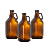 Pichet en verre ambré de 1 gallon avec couvercle à bouchon à vis et joint bouteille de fermentation vide pour brandy emballé dans un carton