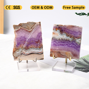 Oferta Especial: Rodaja de Ágata Mexicana Cristalizada Pulida a Mano, Losa de Ágata Púrpura para Decoración - Product Image 1