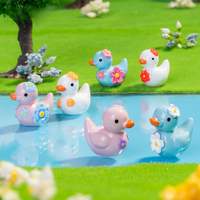 Figurines de canards en caoutchouc fleuris, ornements miniatures pour diorama et décoration de jardin féerique