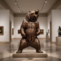 Sculpture d'ours en bronze 3D puissante avec base ornée - Figurine d'animal classique de luxe pour les cadeaux de la Fête Nationale et les anniversaires