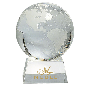 Globo Terráqueo de Cristal Tallado al por Mayor con Garantía HDW, Base de Cristal con Logotipo Personalizado, Caja de Regalo, Decoración de Escritorio de Oficina - Product Image 1