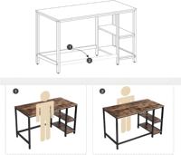 Bureau de jeu et d'ordinateur en métal et MDF pour la maison, le studio ou la chambre, avec 2 niveaux de rangement