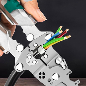 Pince à dénuder multifonctionnelle pour électricien, spéciale pour mesurer, diviser, enrouler, sertir et plier les fils, verte/argentée - Product Image 2