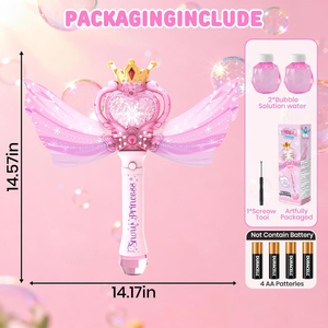 Machine <span class=keywords><strong>à</strong></span> bulles lumineuse pour enfants avec musique et ailes détachables, anti-fuite, baguette <span class=keywords><strong>à</strong></span> bulles portable Princesse - Product Image 6