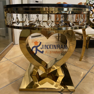 Support pour gâteau <span class=keywords><strong>de</strong></span> mariage <span class=keywords><strong>de</strong></span> forme ronde moderne <span class=keywords><strong>de</strong></span> luxe en acier inoxydable avec diamant et or - Product Image 1