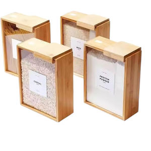 Kreative Minimalistische Aufbewahrungsbox aus Bambus mit Holzmaserung, Holzorganizer für Bohnen, Hafer, Müsli, Küchen-Lebensmittelbehälter - Product Image 1