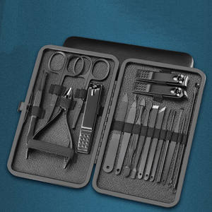 7 pièces/18 pièces noir en acier inoxydable coupe-ongles ensemble peau morte ciseaux nettoyage Kit de toilettage oreille cuillère coupe-ongles Kit - Product Image 6