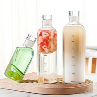 Botella de Agua Cilíndrica de Vidrio Borosilicato al por Mayor, Reutilizable de 10oz-16oz para Té, Café, Zumo, Vino, Tequila, Libre de BPA, Grado Alimenticio