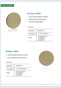Zirdent <span class=keywords><strong>98mm</strong></span> disco multistrato <span class=keywords><strong>PMMA</strong></span> materiale odontoiatrico da laboratorio in resina blocco disco dentistico <span class=keywords><strong>Pmma</strong></span> Blank - Product Image 6