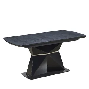 现代高品质中密度纤维板延伸圆形餐厅套装可扩展6/8座椅餐桌椅调节至方桌