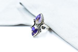 Handmade Purple Dahlia Turquoise Sterling Silver Adjustable Cactus <b>Ring</b> Unique <b>Statement</b> Jewelry <b>For</b> <b>Women</b> - Product Image 2