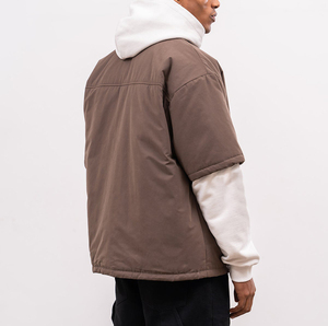 <span class=keywords><strong>Giacca</strong></span> <span class=keywords><strong>Camicia</strong></span> Trapuntata da Uomo Invernale Traspirante Antipiega 100% Cotone Twill Scollo a V Manica Corta 280g <span class=keywords><strong>Marrone</strong></span> Stile Urbano Casual alla Moda - Product Image 3