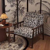 Canapé simple Style vintage Salon Balcon Chaise de loisirs en bois massif Style rétro Dossier design Fauteuil simple paresseux