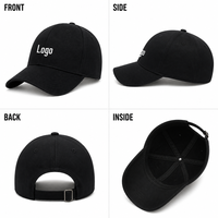 Casquette de baseball vierge en coton, six panneaux structurés, broderie de logo personnalisée, ajustable 56-62cm, vente en gros, commande en vrac, faible MOQ