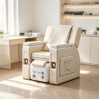 Fauteuil de pédicure électrique pliable moderne, table de massage réglable en cuir crème pour salon de beauté et spa