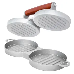 Aluminium Antihaft-Doppelburgerpresse, DIY Kuchen Party-Hersteller, Heim-Hamburger-Krabber, Küche BBQ Kochwerkzeug