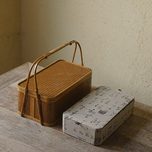 Chinese <b>Bamboo</b> Woven Food <b>Basket</b> Rectangle With Lid For Kitchen Storage Anji Origin - Product Image 3