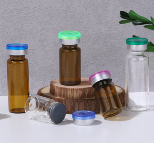 Flacons en plastique épais ambrés avec bouchon personnalisé, poudre lyophilisée rajeunissante de peptides de peau de poisson, stérile et écologique - Product Image 1