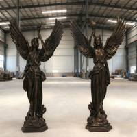 Statues d'anges décoratives d'extérieur en bronze, 1,8-2 mètres de haut, modernes, Feng Shui, religieuses, avec guirlandes féminines, moulées, nouveau design tendance