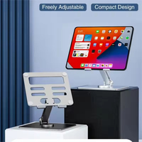 Support de tablette de bureau réglable à double axe en alliage d'aluminium de qualité supérieure, pliable, universel, 7-14 pouces, étanche, flexible