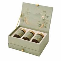 Boîte cadeau rigide coulissante Leabon avec couvercle rabattable, tiroir, ruban doré, taille personnalisée, impression de logo, insert en EVA, vente en gros