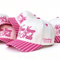 Gorra de Béisbol Personalizada al por Mayor, Bordado 3D, Rosa y Blanca, Dos Tonos, Lisa, Estilo Hip-hop, 100% Algodón, para Mujer, 5 Paneles