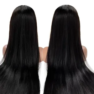 Rauwe Vietnamese Human Hair Extensions Natuurlijke Zwarte Kleur Machine Inslag Recht Dubbel Getekend Haar Leveranciers Volledige Frontale Pruiken