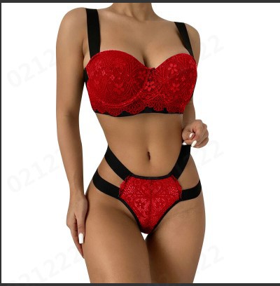 Factory Wholesale Three-point Lingerie Comfortable Gathered Sexy Bra Lace See-through Erotic Lingerie Sets