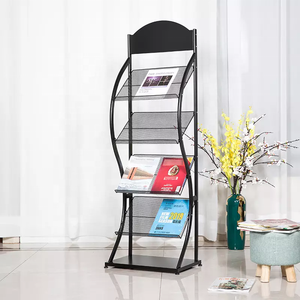 <span class=keywords><strong>Présentoir</strong></span> métallique multi-niveaux sur pied pour livres, magazines, catalogues, affiches et brochures – Design moderne et personnalisé pour bibliothèques et librairies - Product Image 4