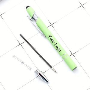 Stylos promotionnels personnalisés en gros avec logo, directement de l'usine, avec revêtement doux au toucher, stylo à bille à clic, pointe en métal - Product Image 3