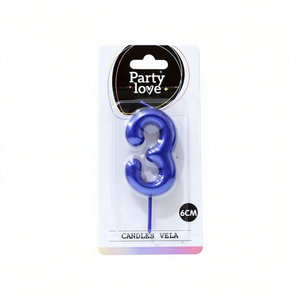 Party Love Number 3 Birthday <b>Candle</b> <b>Blue</b> 6Cm For Cake Decorations - Product Image 2