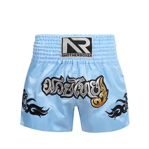 Oem Thai Box shorts Schnitt muster Custom ized Private Stickerei Logo Boxing Trainings hose Shorts Frauen