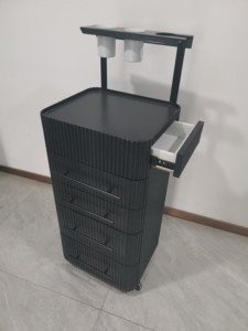 Carrello Portatile Nordic Cream Wood per Salone di <span class=keywords><strong>Bellezza</strong></span>, con Struttura in Metallo Dorato, Organizer per Parrucchieri e Estetisti, per <span class=keywords><strong>Saloni</strong></span> di <span class=keywords><strong>Bellezza</strong></span> e Unghie - Product Image 2