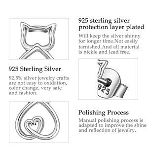 Las mujeres de cristal Animal pet de Plata de Ley <span class=keywords><strong>925</strong></span>, joyería de gato, Gato pendientes - Product Image 5