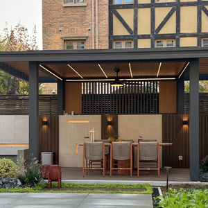 Gazebo électrique moderne en aluminium 6063 OEM avec toit à lamelles courbées et télécommande - Product Image 3