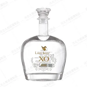 Bartop Clear Glass Liquor Bottle 700ml 750ml Gin Whiskey Vodka Liquor Spirit Bottle For Liquor XO