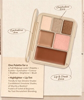 Palette de maquillage tout-en-un avec logo personnalisé, comprenant des fards à paupières à effet chromatique, du blush, un illuminateur et un contour