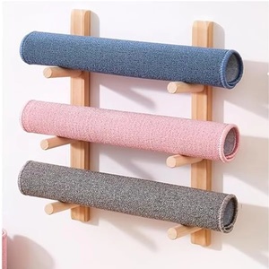 Organisateur de matériel de fitness écologique en bois, support mural pour tapis de yoga, rouleaux de <span class=keywords><strong>mousse</strong></span> et bandes de résistance, pour salle de bain/pendrier - Product Image 1
