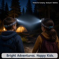 Lampe frontale Husky pour enfants, charge rapide USB-C, 4 modes, commande à une touche, lampe frontale LED pour le camping, la randonnée, la lecture, l'utilisation en extérieur